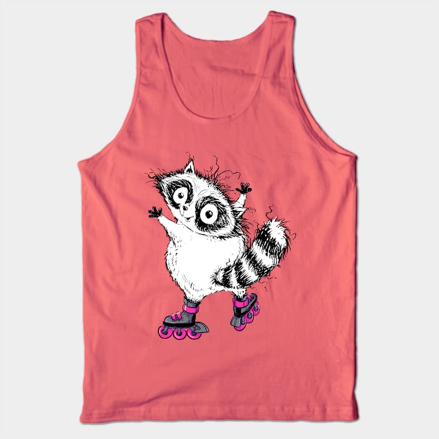 A Cute Little Raccoon on Some Sweet Blades Tank Top by obillwon